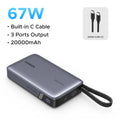 20000mAh Power Bank 67W Fast Charging Portable Charger with Built-in Cable 67W 20000mAh Tidesmit
