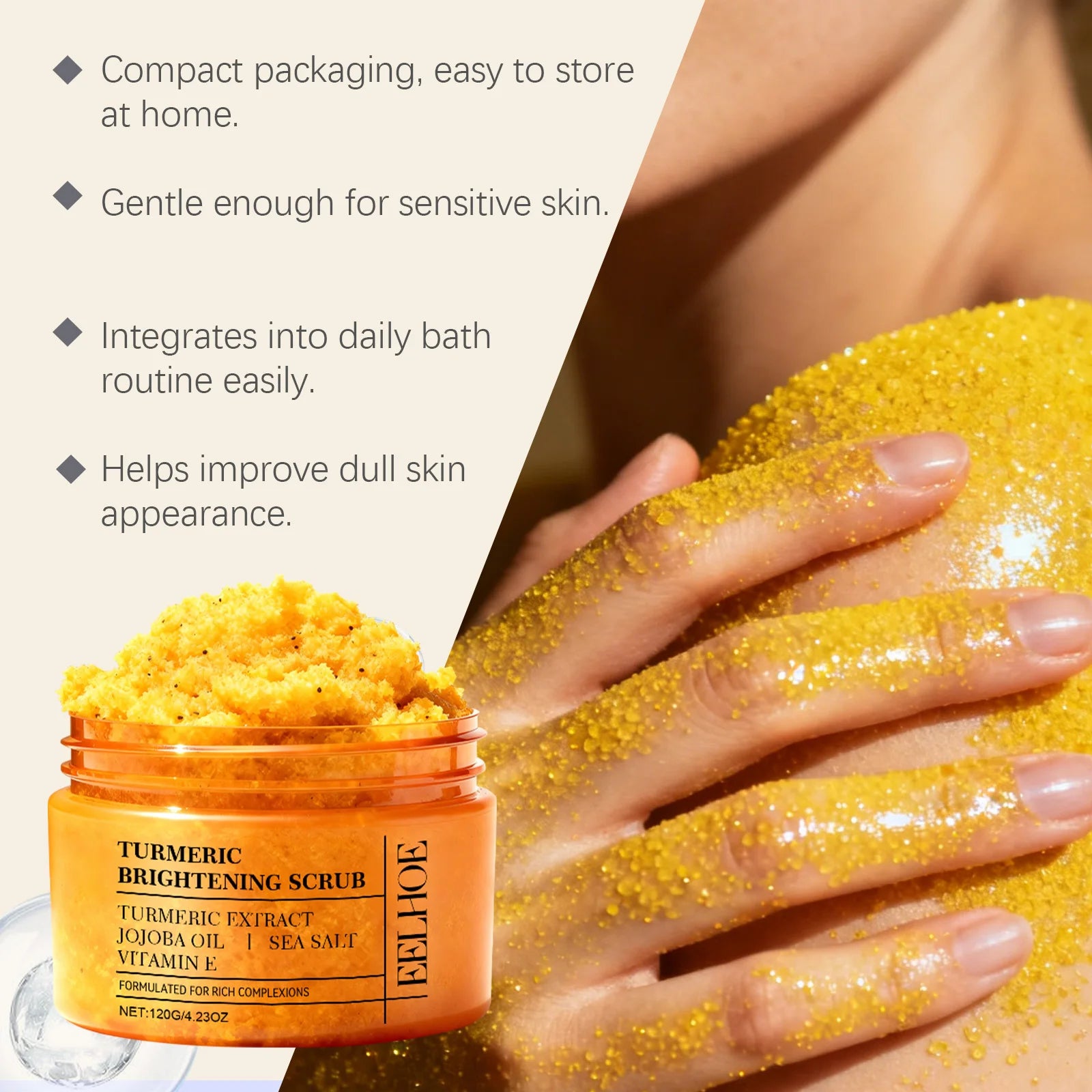 Turmeric Body Scrub for Dark Spots - Brightening Exfoliating Treatment Scrubs Treatments Tidesmit
