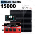 Portable Solar System Kit 15000W Peak 12V 24V To 110V 220V Inverter 3 Universal Sockets 300W Panel 100A Controller for Home RV