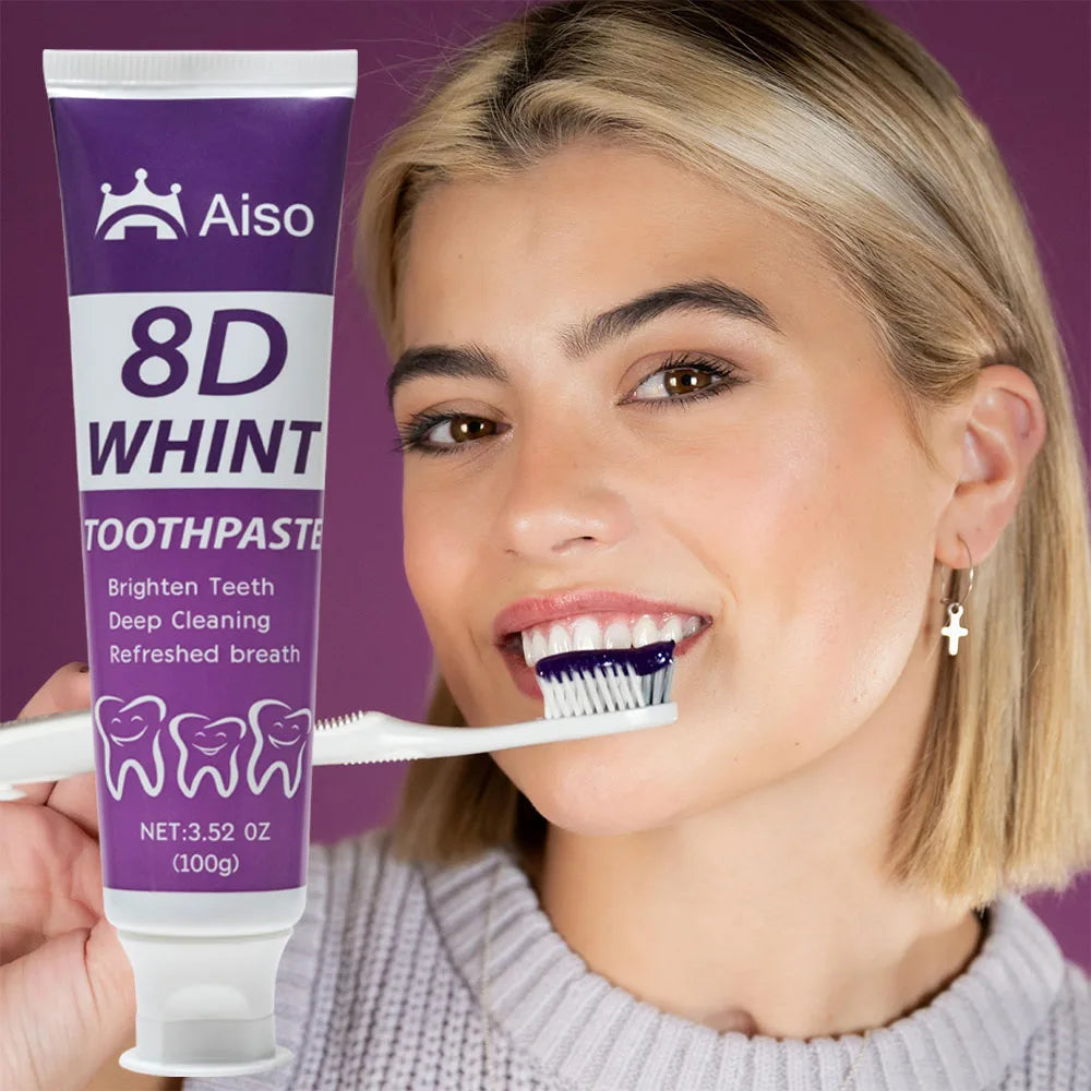 Tidesmit 8D purple toothpaste for deep teeth whitening, stain removal, and fresh breath