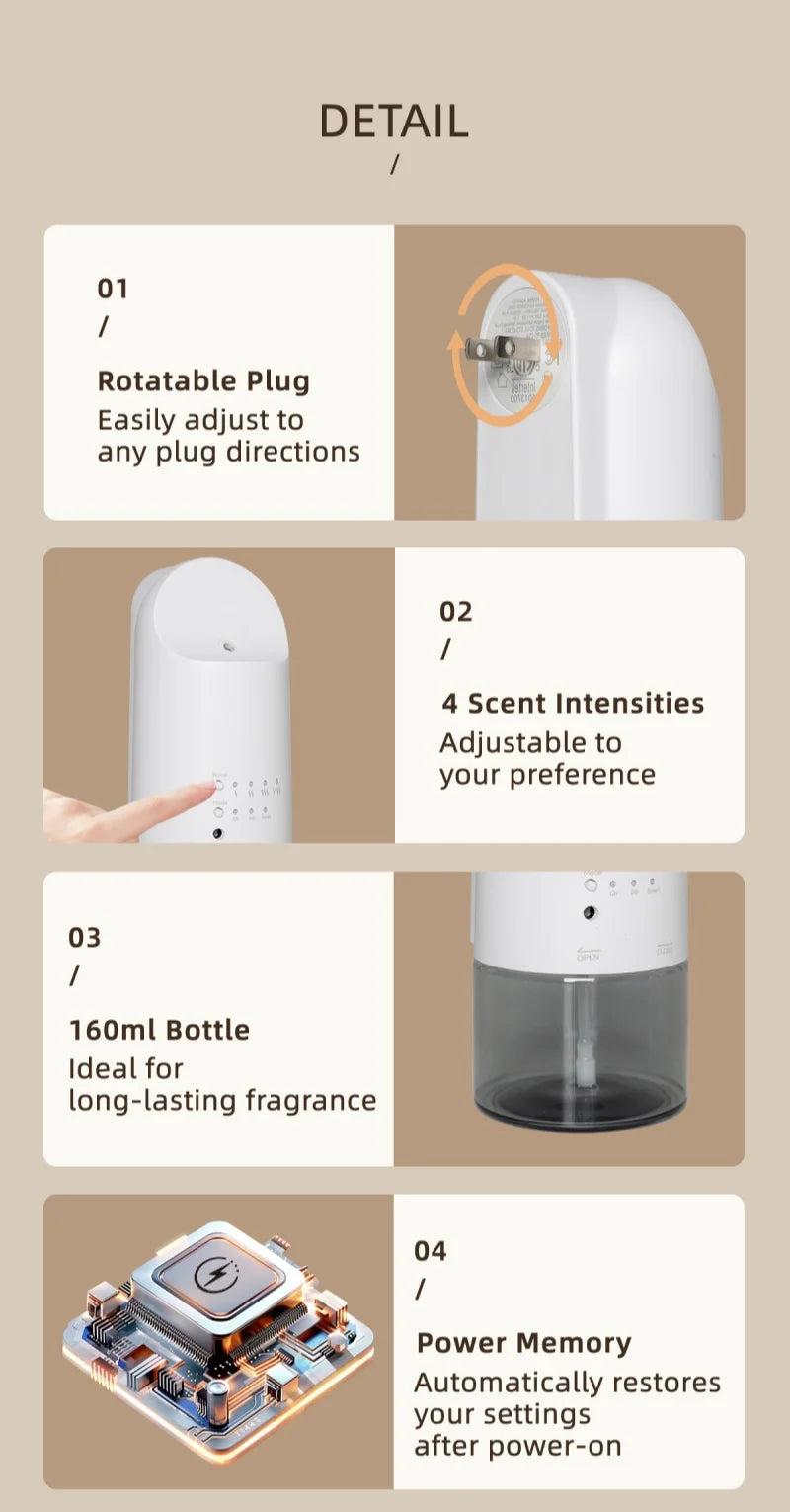 Plug in Waterless Aroma Diffuser Hotel Frangrance Diffuser And Essential Oils Atomizing Efficienc Home Air Freshener