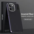 Aramid Fiber Magnetic Case for iPhone 15 Pro - Military-Grade Protection PURPLE Aramidfiber Tidesmit