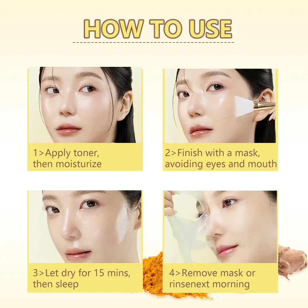 Tidesmit Korean collagen turmeric VC peel-off night mask texture close-up for moisturizing facial skincare