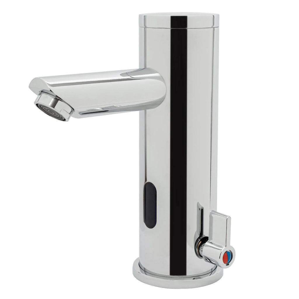 Compact Hot Cold Touchless Sensor Faucet, 304 Stainless Steel Automatic Infrared Sensor Tap, DC 6V Power Supply, Water Temperature Range 0–55°C , for Bathroom Sink, Hotel, Hospital, Office