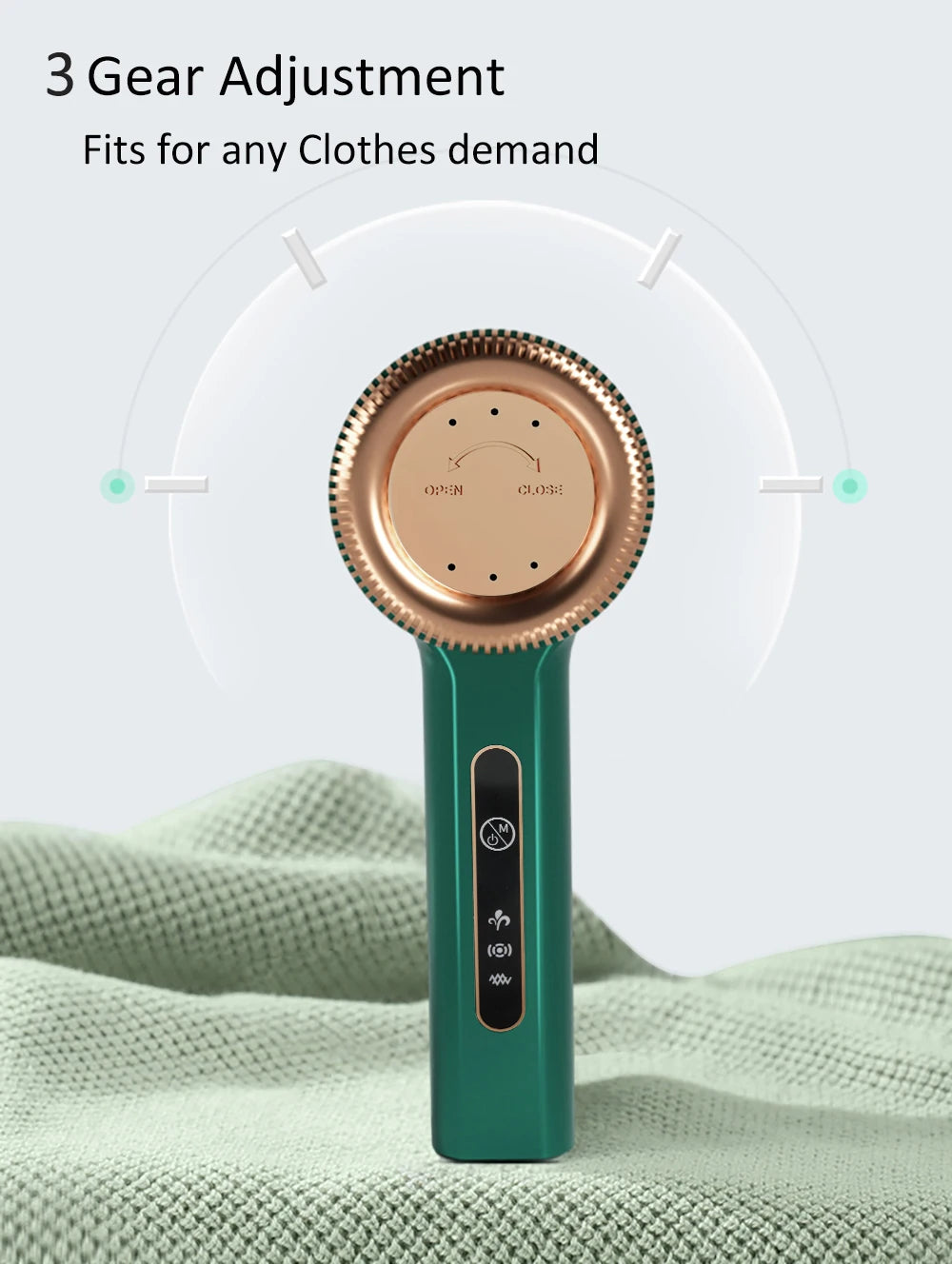Tidesmit portable electric fabric shaver showing rechargeable lint pellet remover head for clothes, angle 9