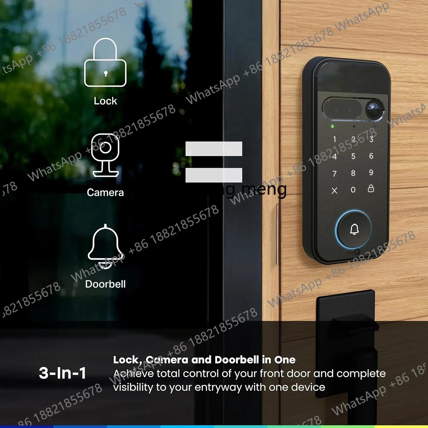 3-in-1 Smart Lock with 2K Video Doorbell Camera, Face & Fingerprint Access, Color Night Vision & Two-Way Audio