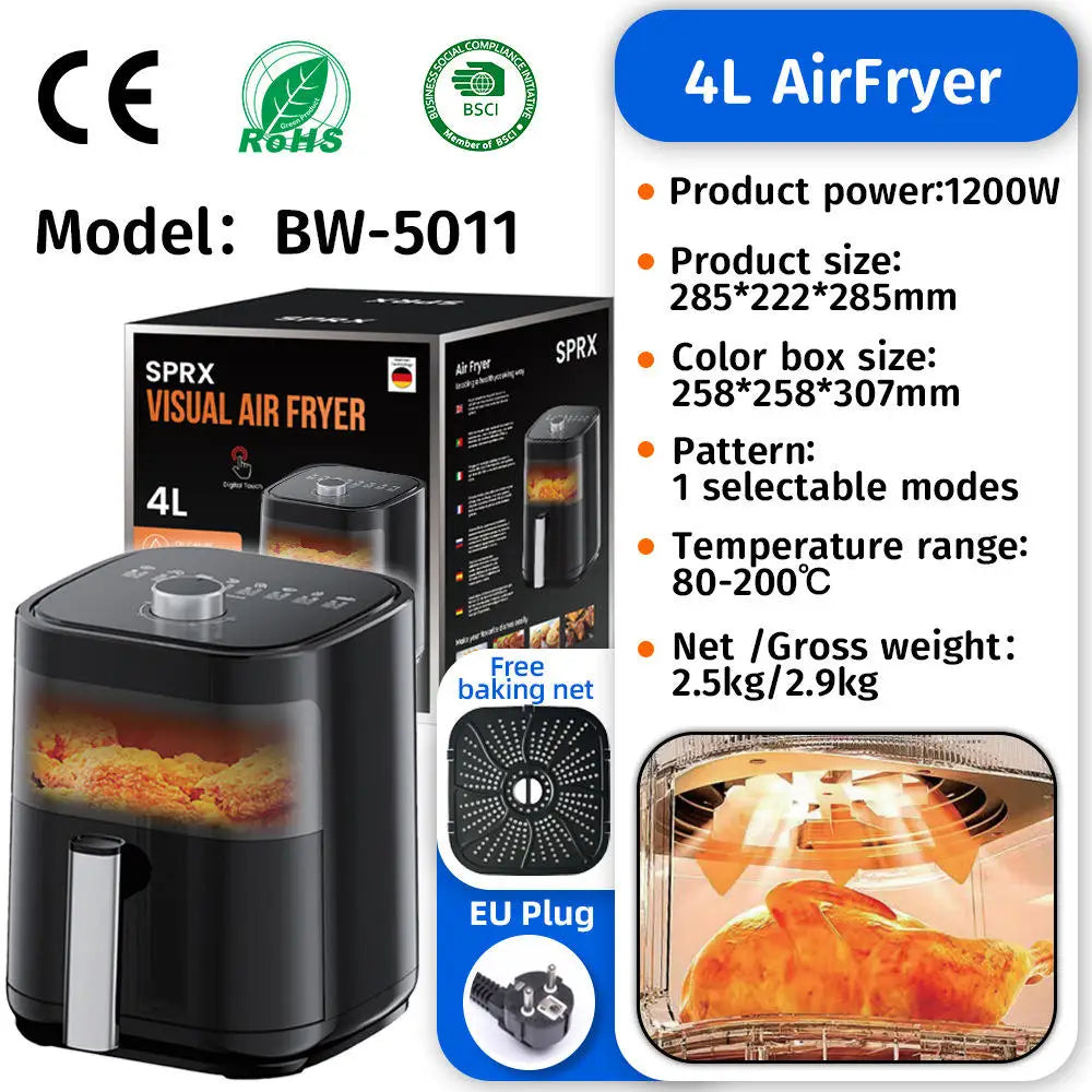 Commercial  Digital  High-quality Smart Electric Square Air Fryer Oven  Touchscreen Display Stainless Steel  for  Household