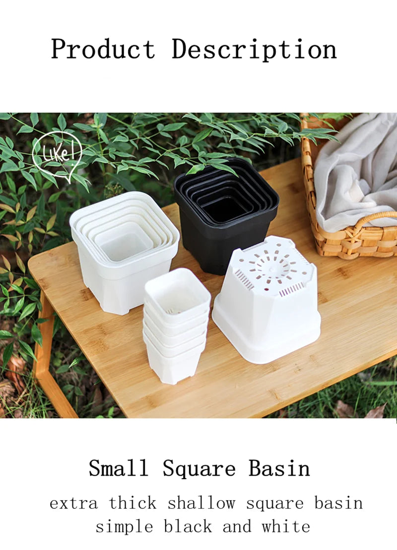 High Quality Thicken Flower Pots Succulents Plant Square Flowerpots Nursery Grow Container Cactus Pot & Planter Garden Supplies