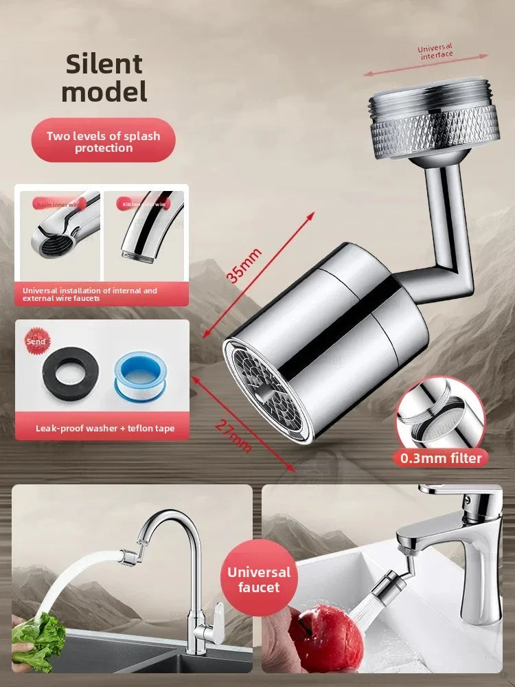 Robotic Arm Universal Faucet Extender Rotatable Nozzle Washbasin Multi-functional Universal Connector Splash-proof Artifact