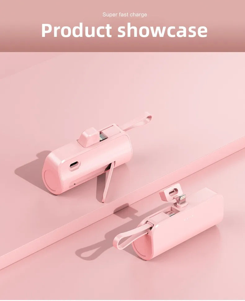 Portable Charger 5000mAh with Built-in Cable - Compact Fast Power Bank Tidesmit
