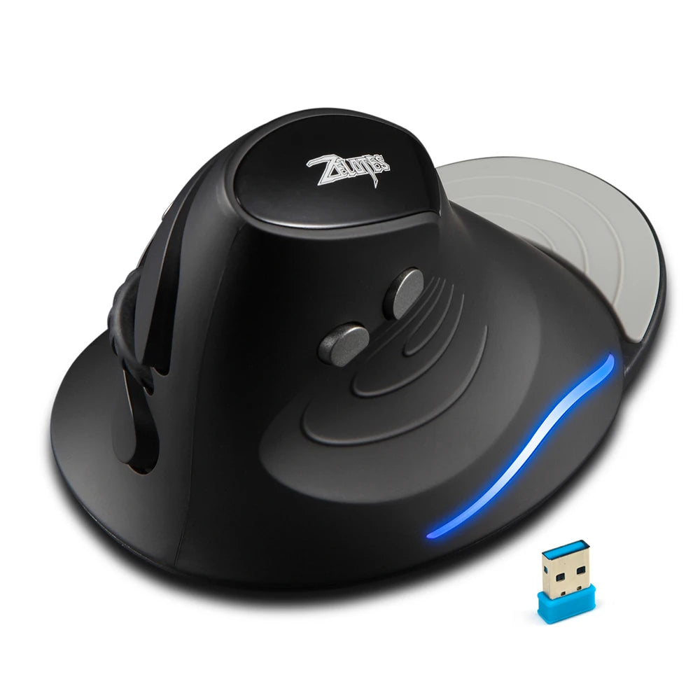 ZELOTES F-17 Vertical Mouse 2.4GHz Wireless Gaming Mouse 6 Keys Ergonomic Optical Mice with 3 Adjustable DPI for PC Laptop