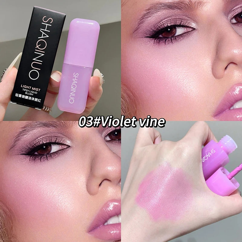 Tidesmit SHAQINUO soft matte liquid blush in peach pink shade showing texture detail of waterproof natural rouge