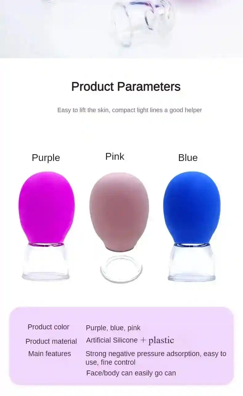 Silicone Cupping Massage Set for Face and Body - Purple and Blue Back Massage Instrument Tidesmit