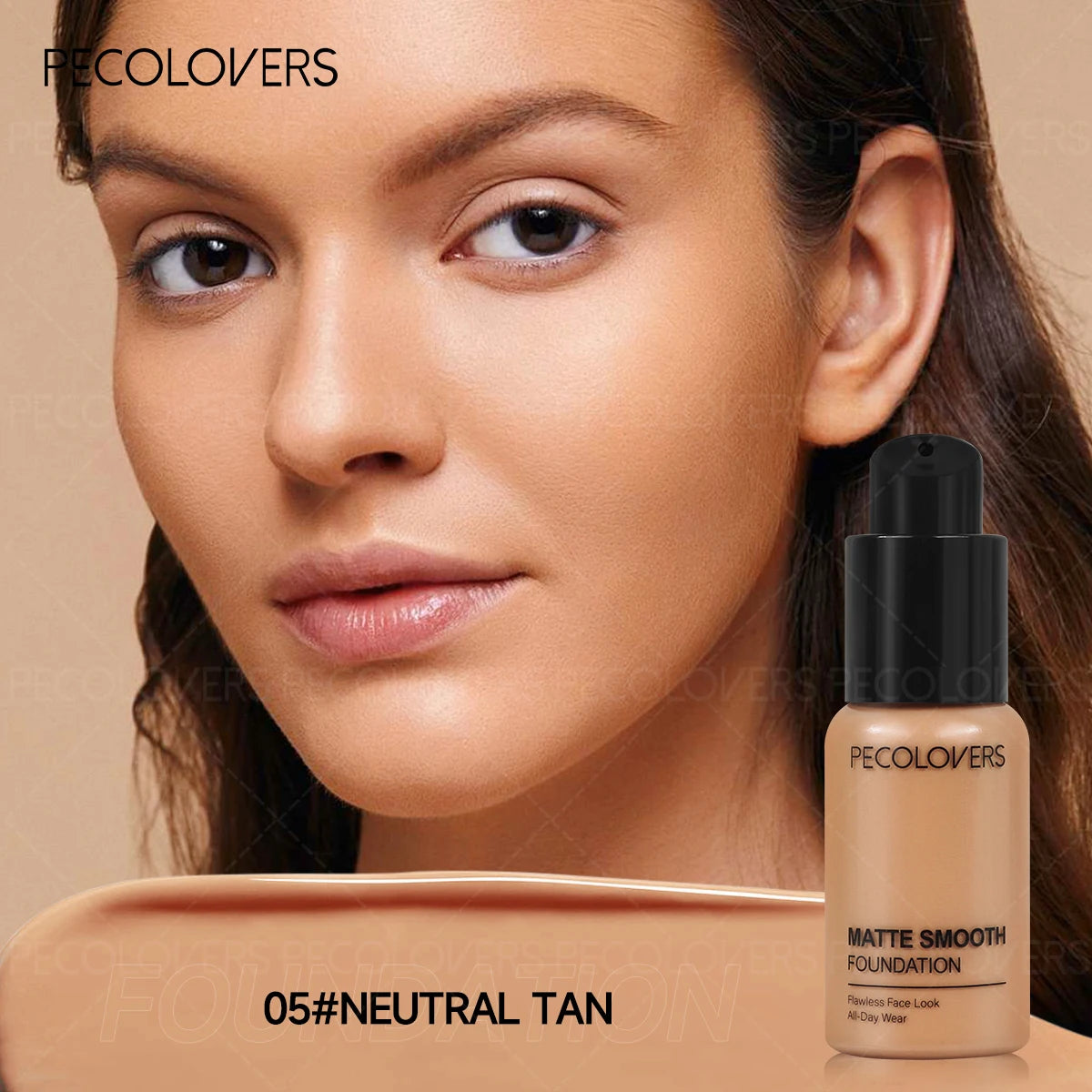 Tidesmit full coverage face foundation showing texture and matte oil-control finish for long-lasting waterproof makeup