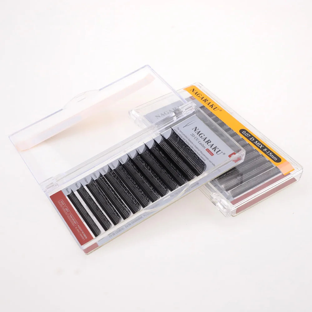 NAGARAKU U Shape YY Lashes Extensions Natural Soft 2D UU Lashes Premium Mink Brazilian Cilios False Eyelashes Tidesmit