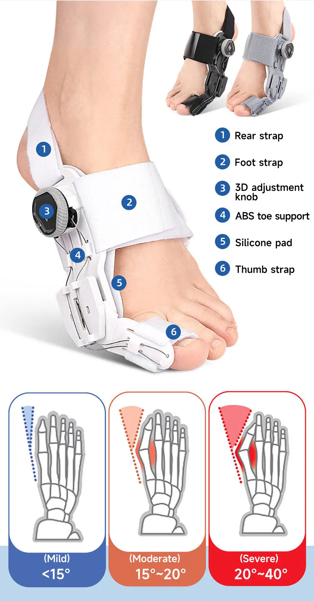 Bunion Corrector Adjustable Toe Straightener for Foot Pain Relief Relaxation Treatment Tidesmit