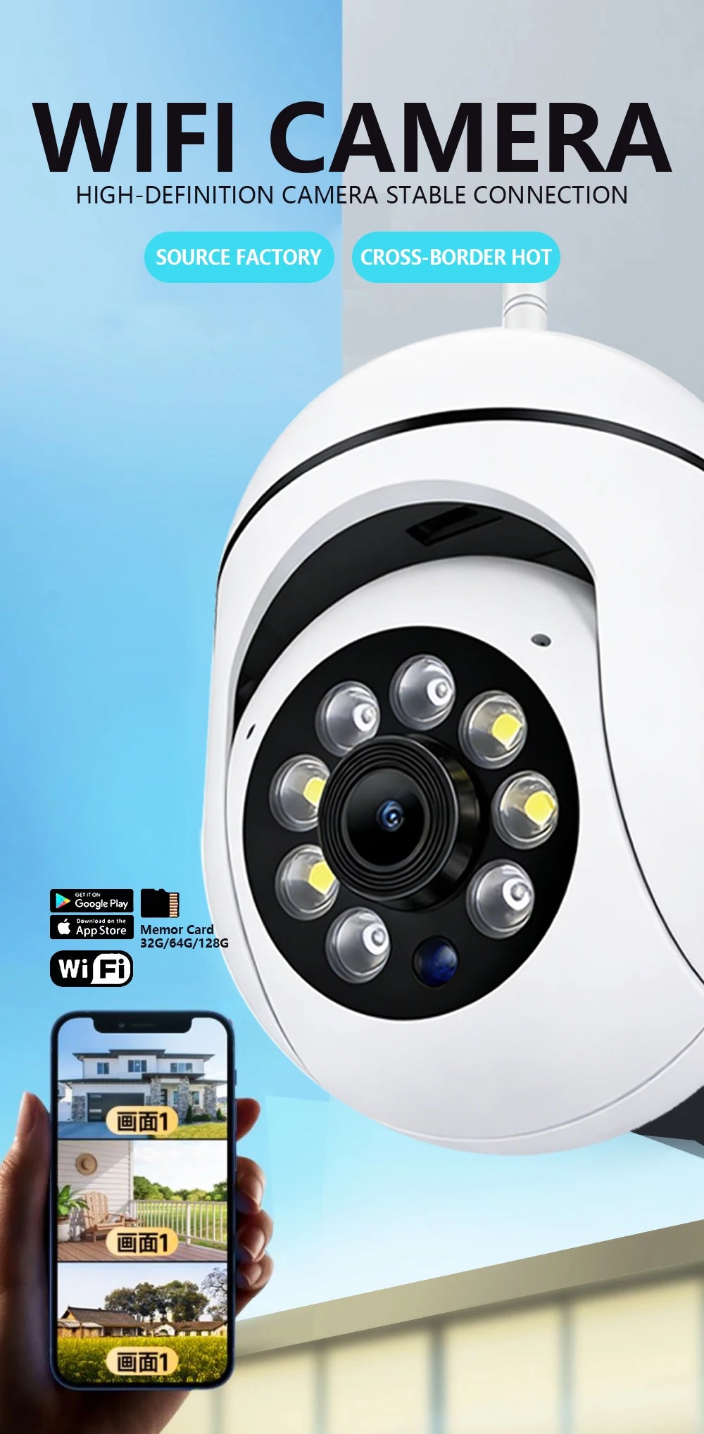 8MP WiFi Camera 2.4G Security Surveillance PTZ IR Night Vision Motion Detection Home Security Camera with 2 Antennas for Child