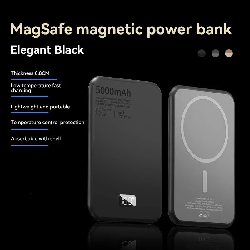 Magnetic Wireless Power Bank 5000mAh - 20W PD Fast Charging Portable Charger Tidesmit