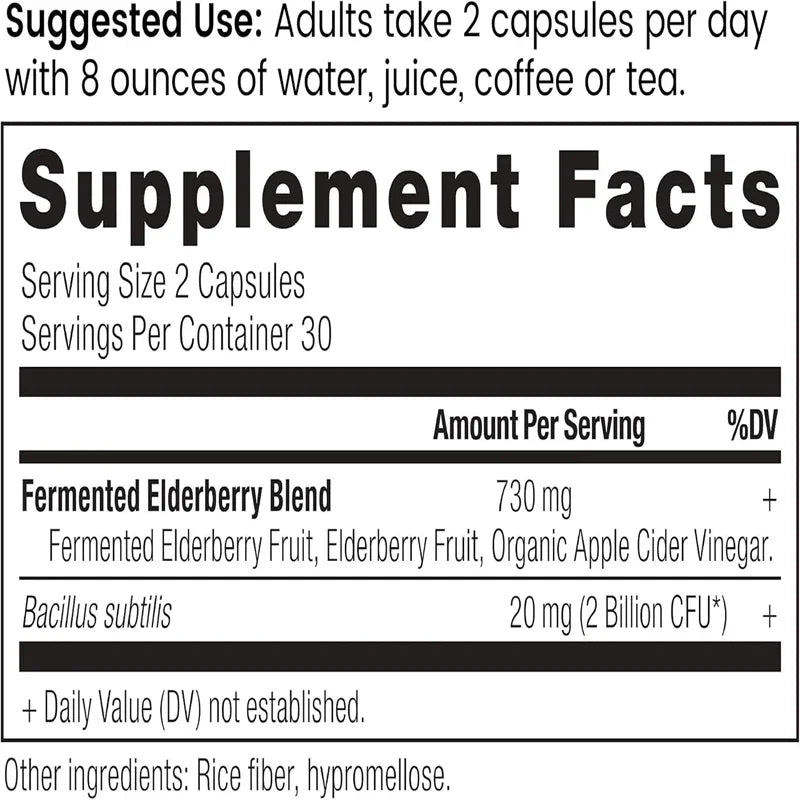 Elderberry And Probiotic Supplements, Immune System Support, Gluten-free, Kosher And Ketogenic Friendly, 60 Capsules