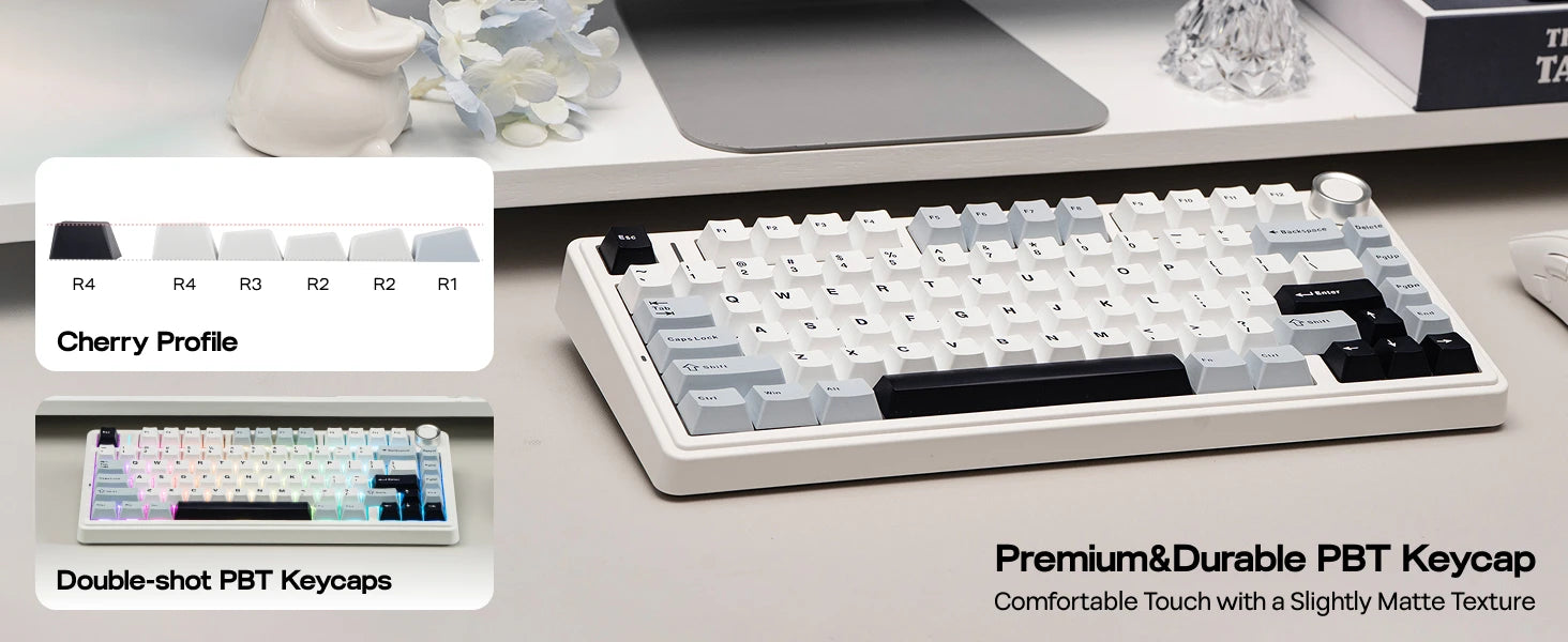 EPOMAKER x AULA F75 75% ANSI Hot-Swap Gasket Bluetooth 5.0/2.4G Wireless/Wired Mechanical Keyboard PBT Keycaps for Mac/Win