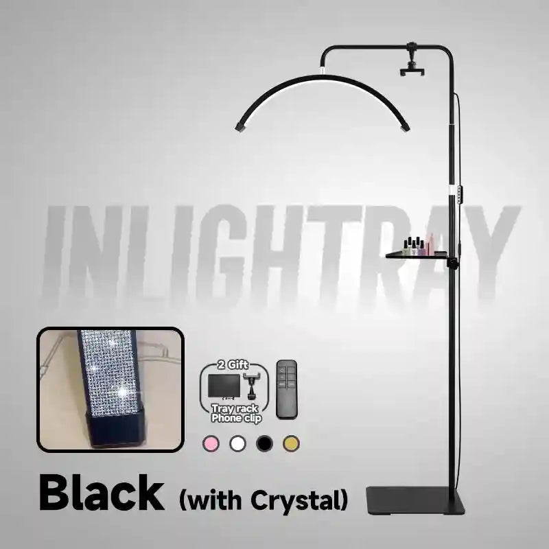 LED Eyelash Extension Light - Adjustable Half Moon Beauty Lamp Black Crystal China Mainland Tidesmit