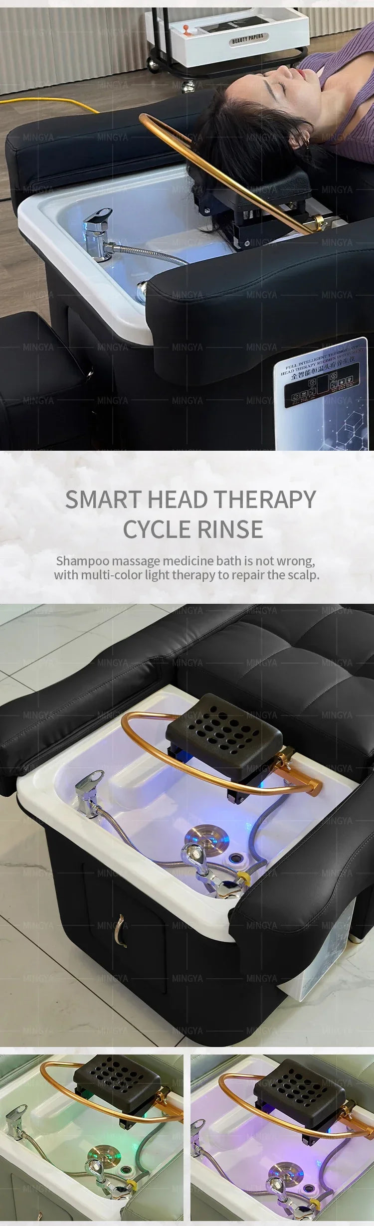 Massage Shampoo Bed with Back Lift - Professional Salon Spa Station Massage Chairs Tidesmit