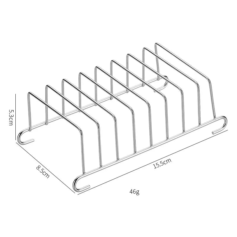Silver wire air fryer rack with curved handles, multi-level grilling grid