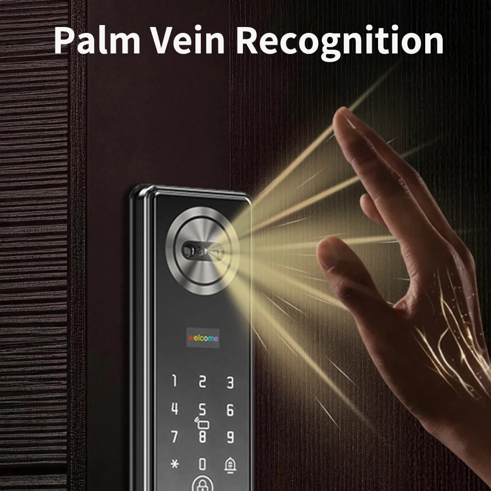 Tuya App Face Recognition Smart Door Lock with WiFi, Camera, and Voice Intercom