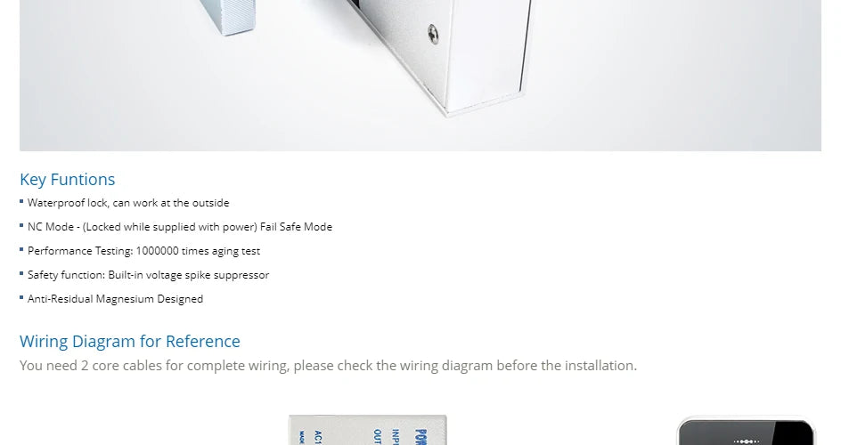 HOMSECUR 12V Waterproof Electric Magnetic Lock 280KG 600lb Holding Force For Iron Wooden Door Access Video Intercom System
