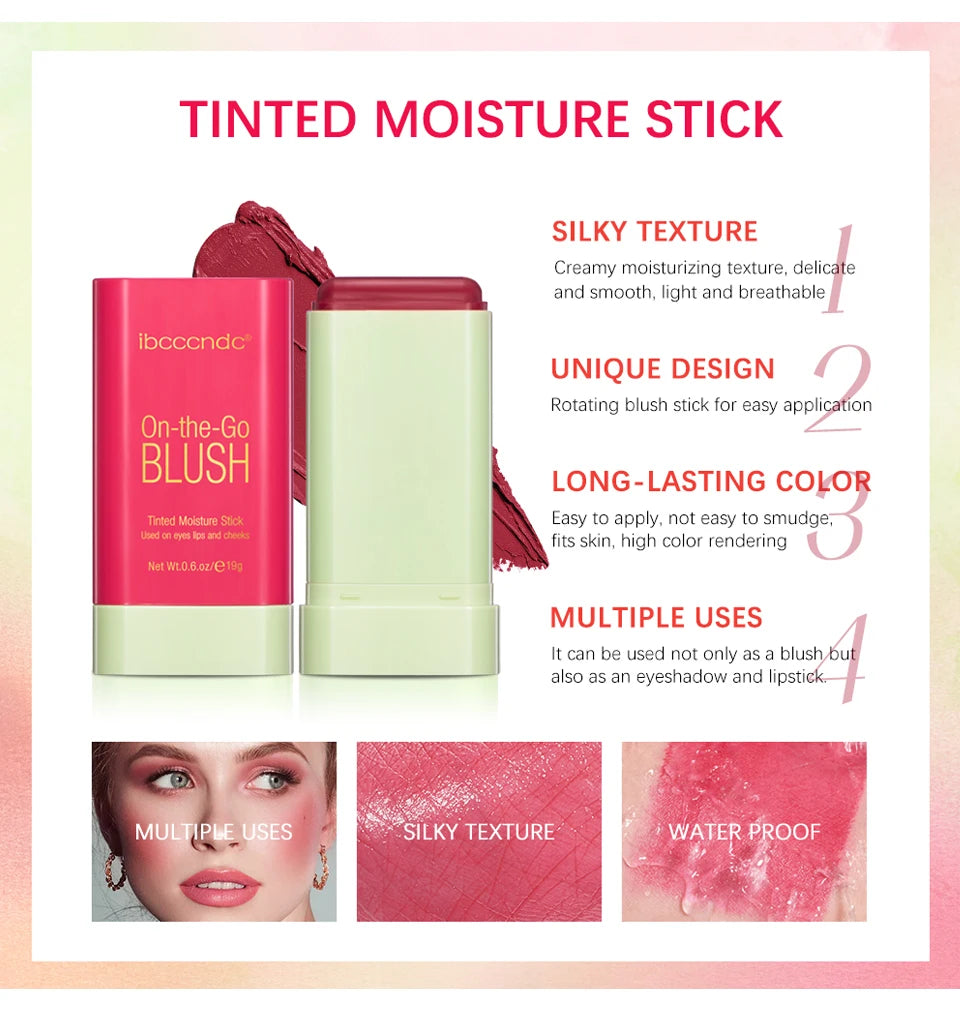 Tidesmit multi-functional blush stick shade swatch showing waterproof creamy texture and high color rendering