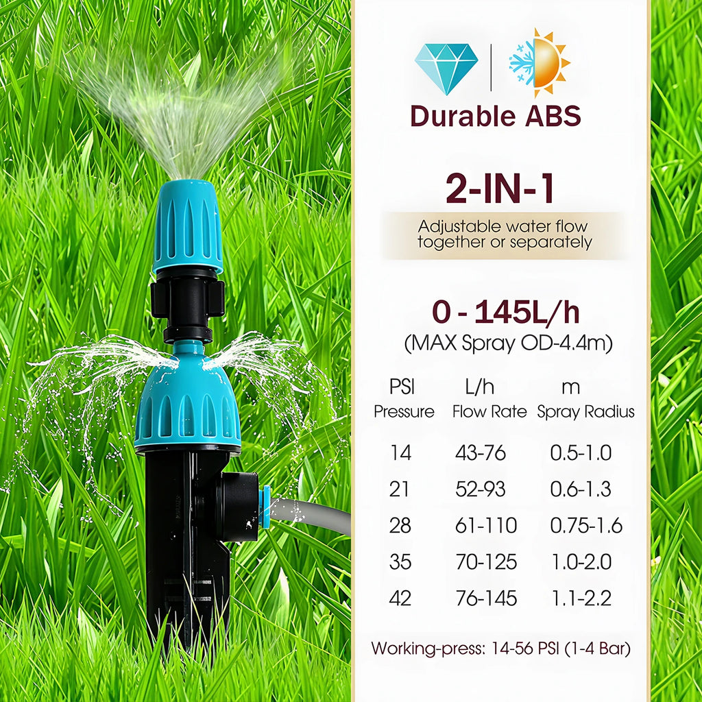 3/8" 12mm PE Hose 360° Adjustable 2-in-1 Misting Quick Connect Sprinkler Micro Dripper Sprayer Garden Irrigation Watering System