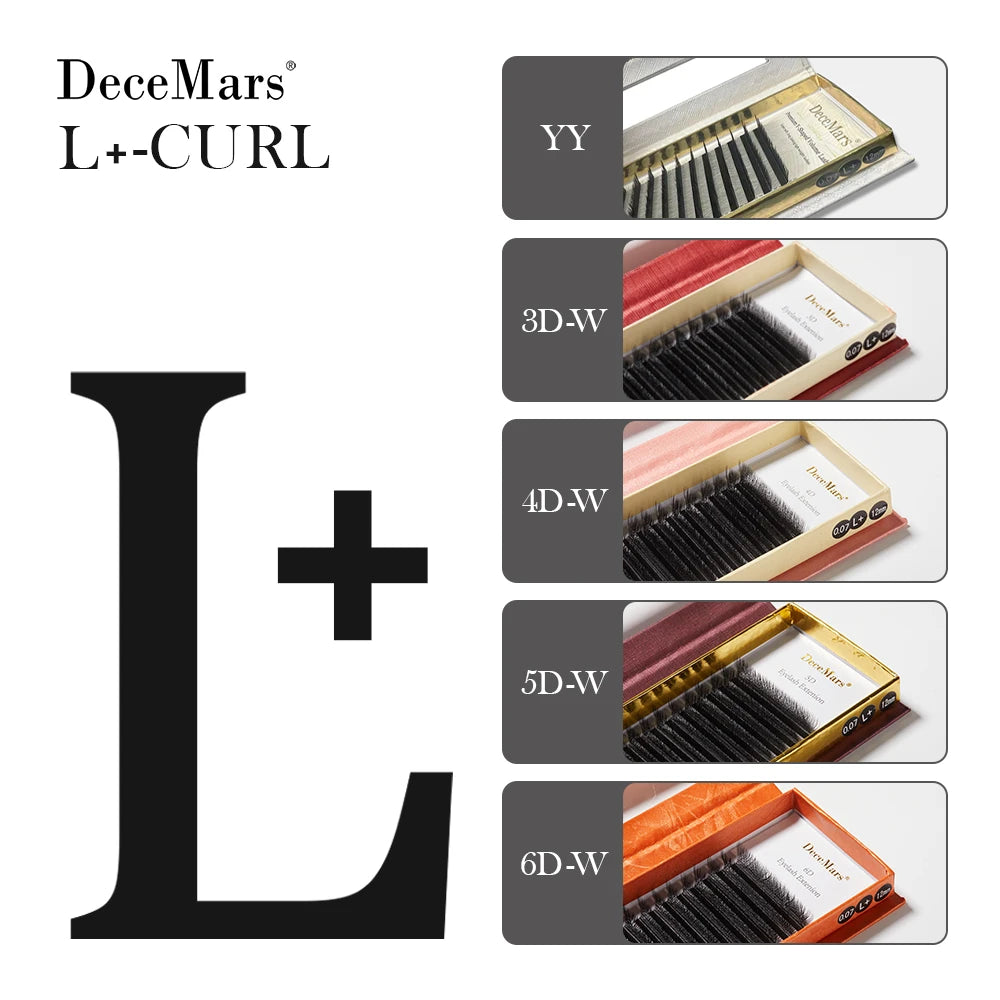 DeceMars L-curl M Curl YY 3D 4D 5D 6D Eyelash Extension 12 Lines for Makeup False Eyelashes Tidesmit