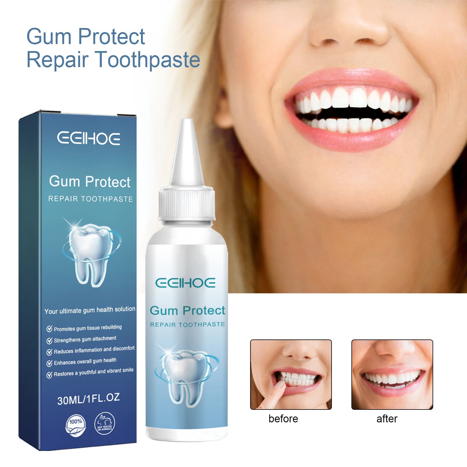 Tidesmit Rapid Repairing Gum Atrophy Toothpaste for deep cleaning, cavity relief, and whitening dental care