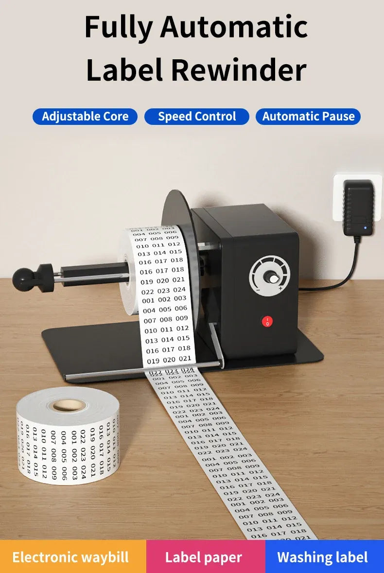 Stepless Speed Adjustable Label Rewinder Auto-sensing Barcode Label Dispenser for Industrial and Office Label Rewinding Projects