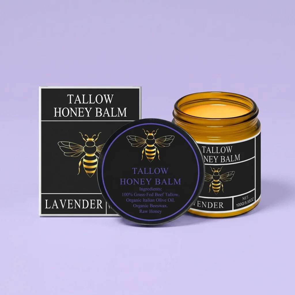 Tallow Honey Balm Grass-Fed Beef Tallow Raw Honey Moisturizing Skin Balm 3 Scents Citrus Lavender Unscented Face Body Care