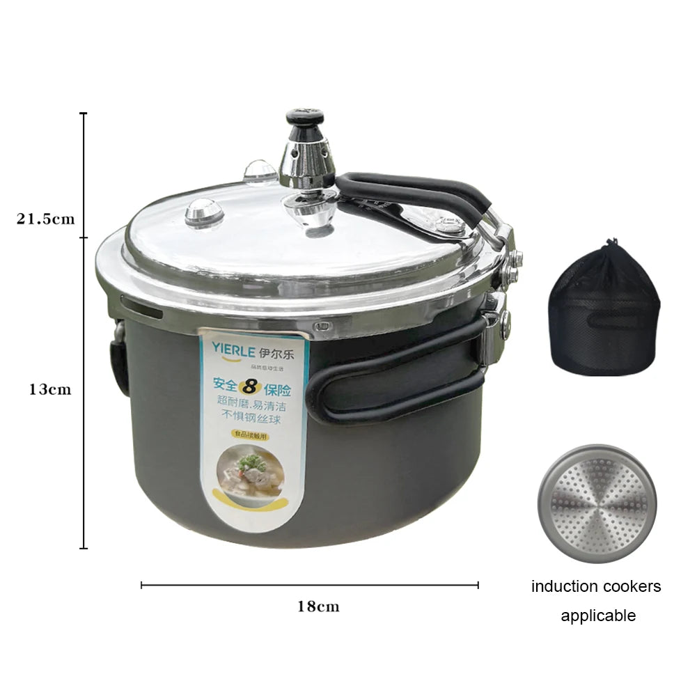 2L portable folding pressure cooker with clear lid and valve, with steam plate and bag