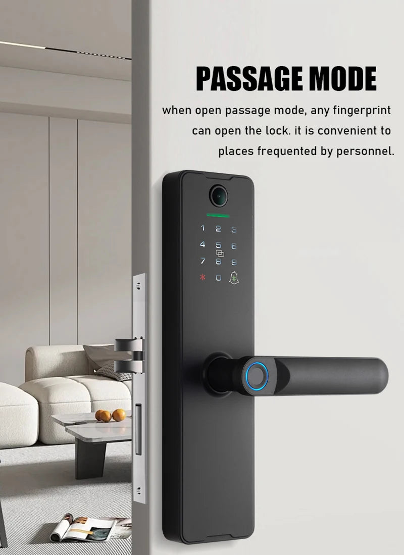 Tuya Wifi Fingerprint Smart Door Lock Digital Electronic Lock Remote Unlock Keyless Security Anti-theft Smart Home Hotel Office