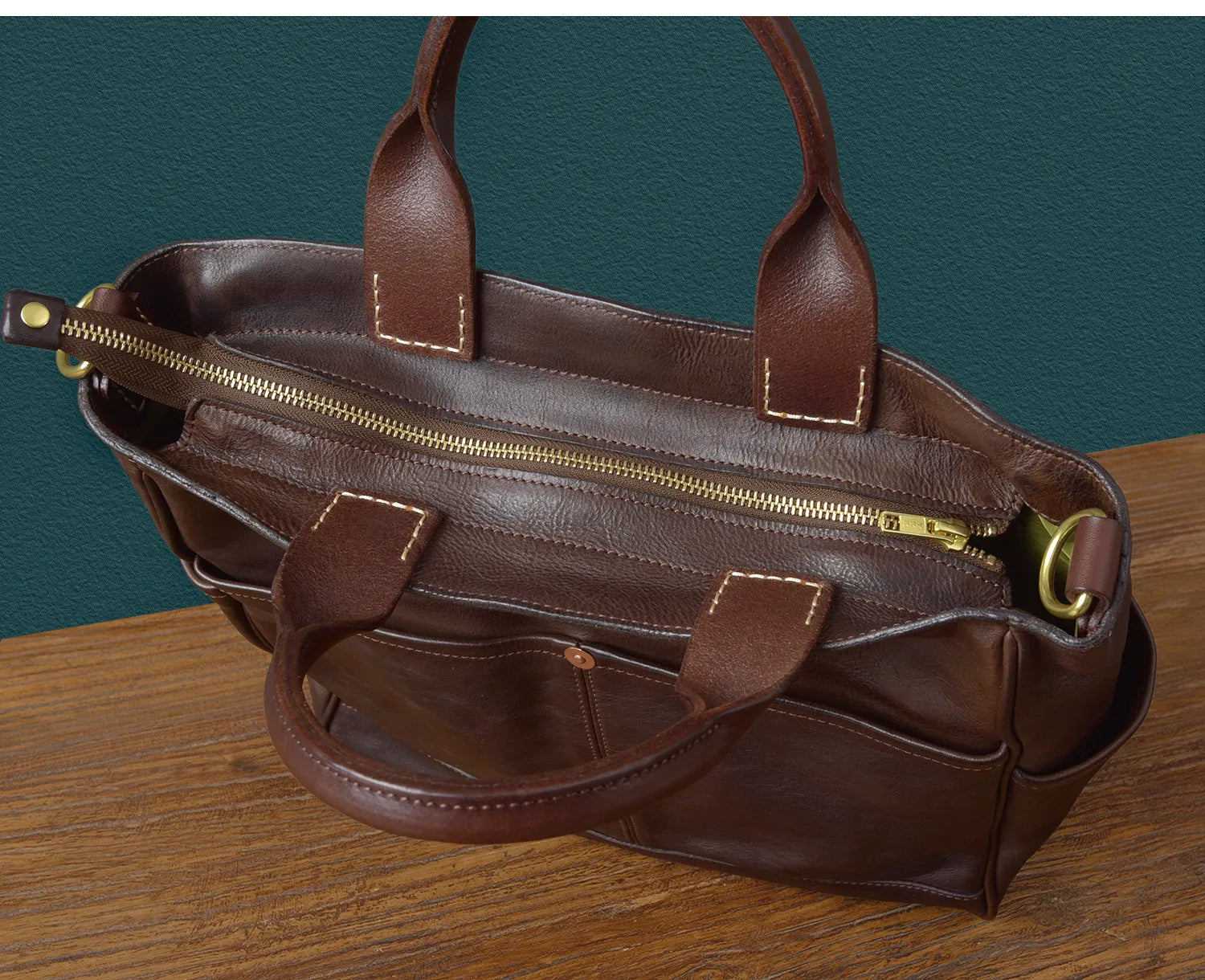 Fashion organizers designers handmade genuine leather men's tote bag outdoor travel luxury vegetable tanned cowhide handbags