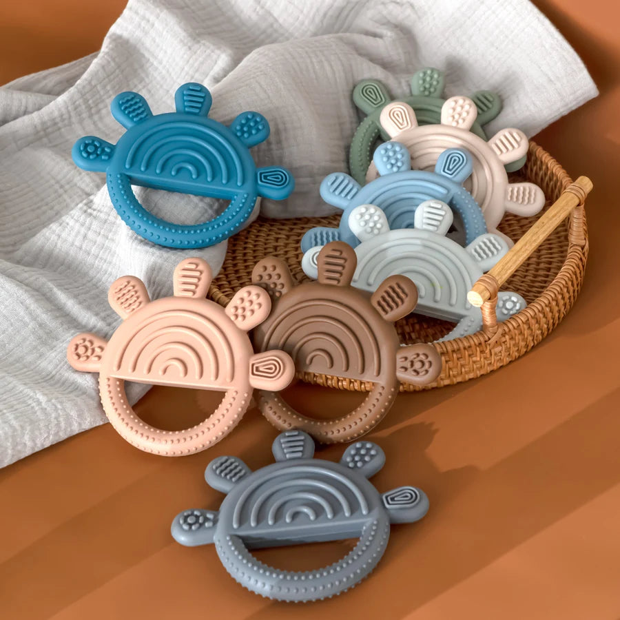 1pc Silicone Teether Toy BPA Free 0-12 Baby Toys Teething Ring Sensory Toys For Kids Chewing Teething Soothing Toys Accessories