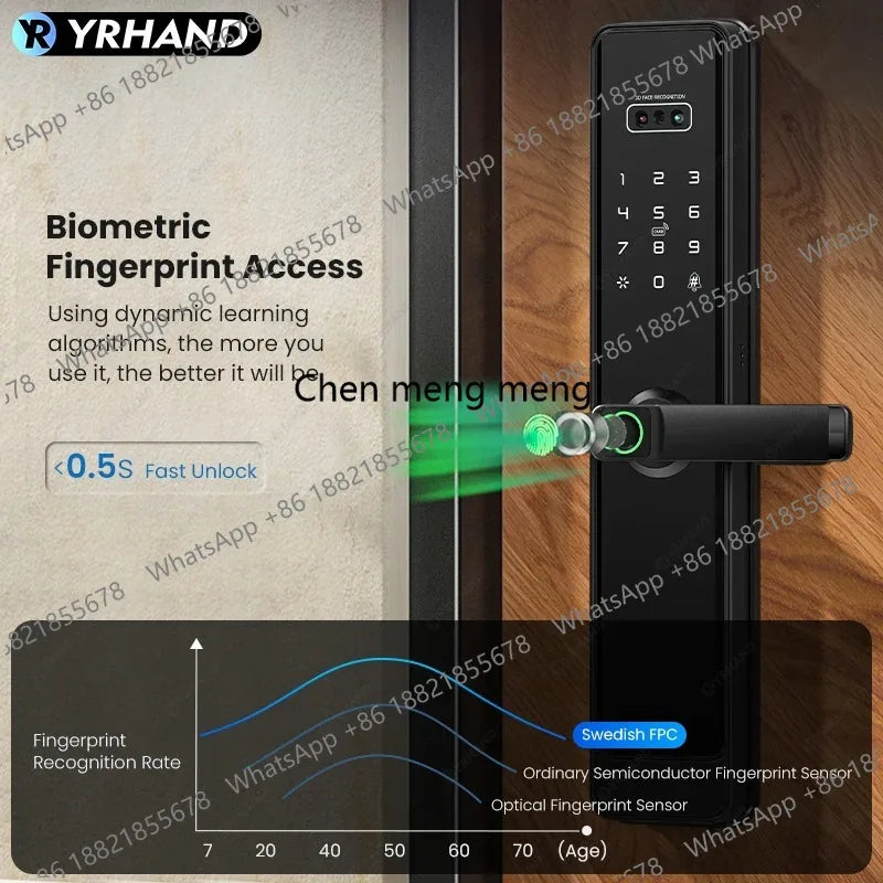 3D Face Recognition Digital Door Camera Fingerprint cerradura inteligente Electronic Smart Door Lock For Home