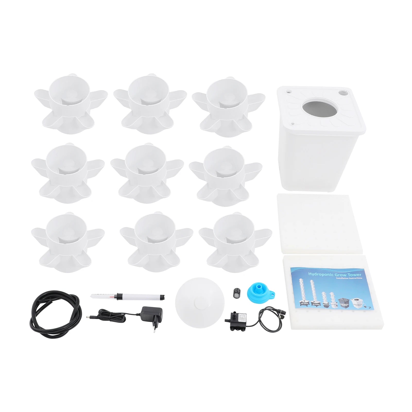Vertical Hydroponic Growing System 45 Holes Kit with Water Pump Vegetable Planter for Balcony Garden Greenhouse