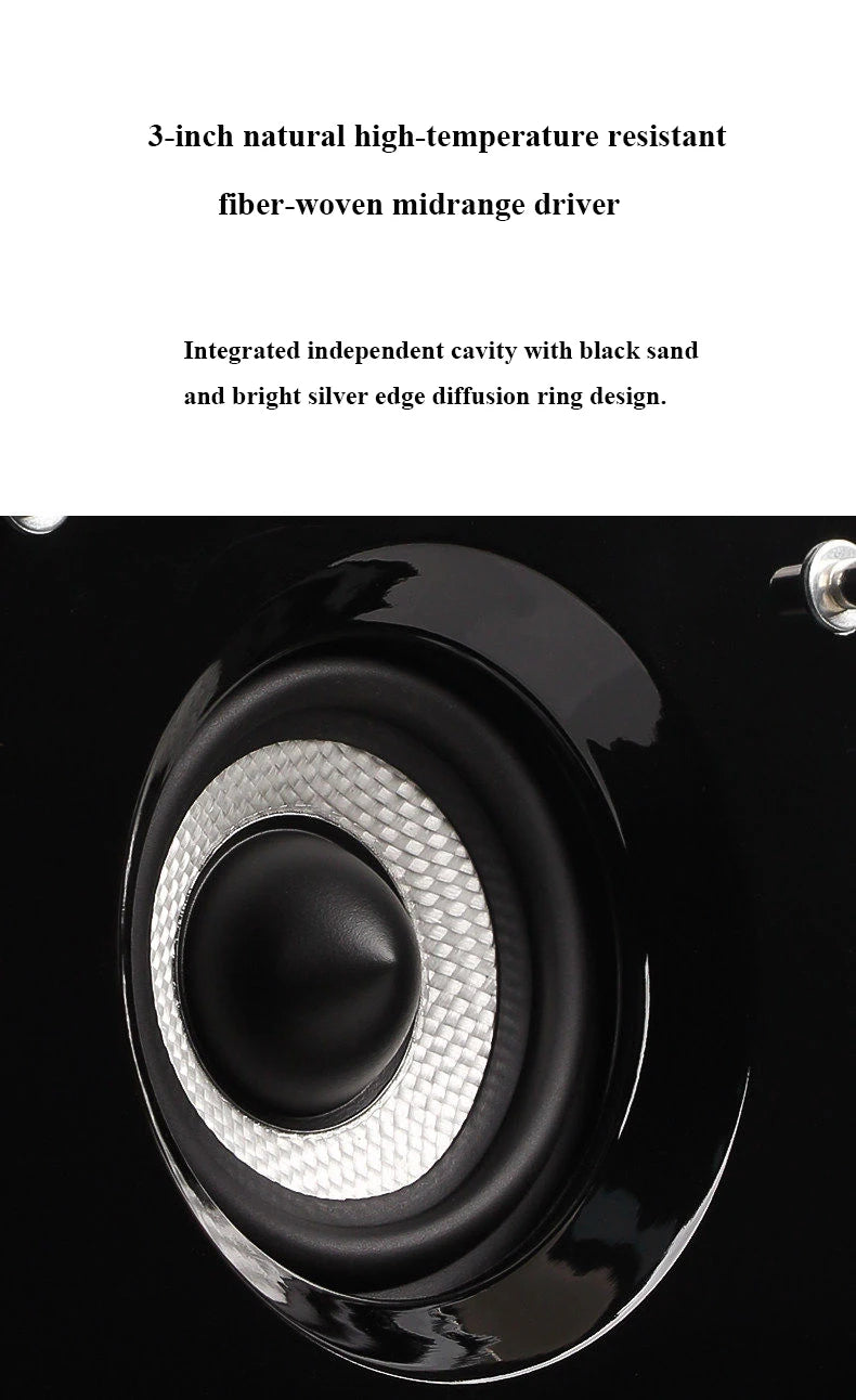HiFi Bookshelf Passive Speakers 6.5-inch Three-way Frequency Division 130W Output Power Household Speakers 3-inch Midrange Unit