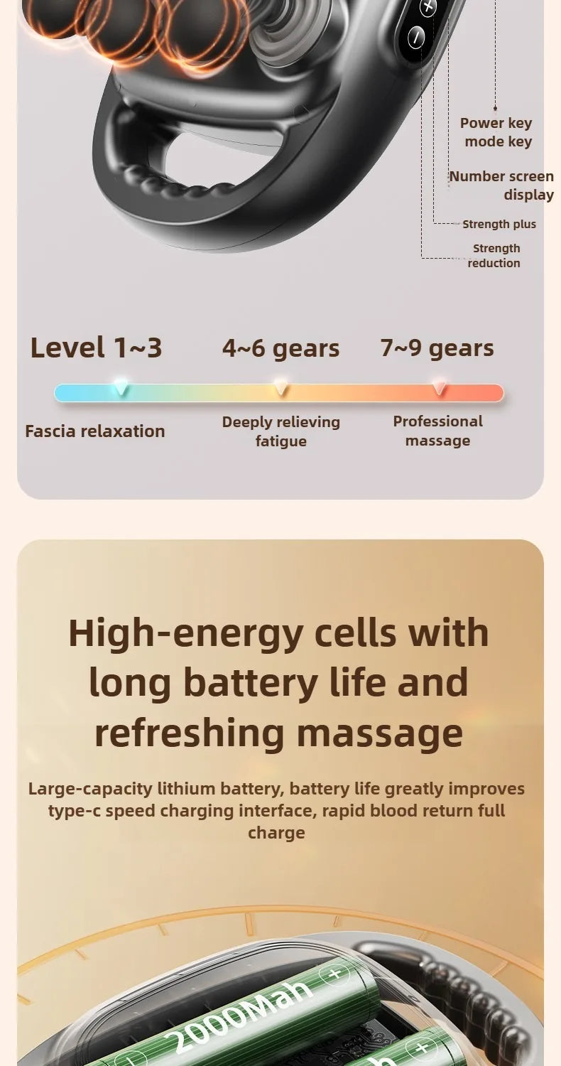 Deep Tissue Muscle Massager - 12-Head Percussion Back Therapy Tool Back Massage Instrument Tidesmit