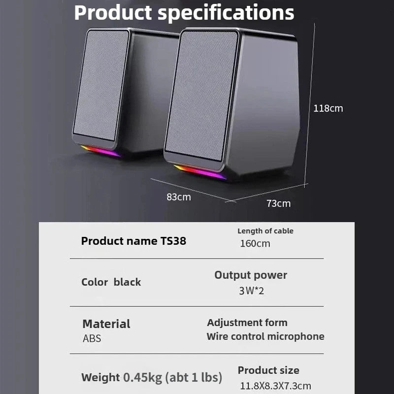 USB Gaming Speakers for Desktop PC and Laptop with RGB LED - Tidesmit Tidesmit
