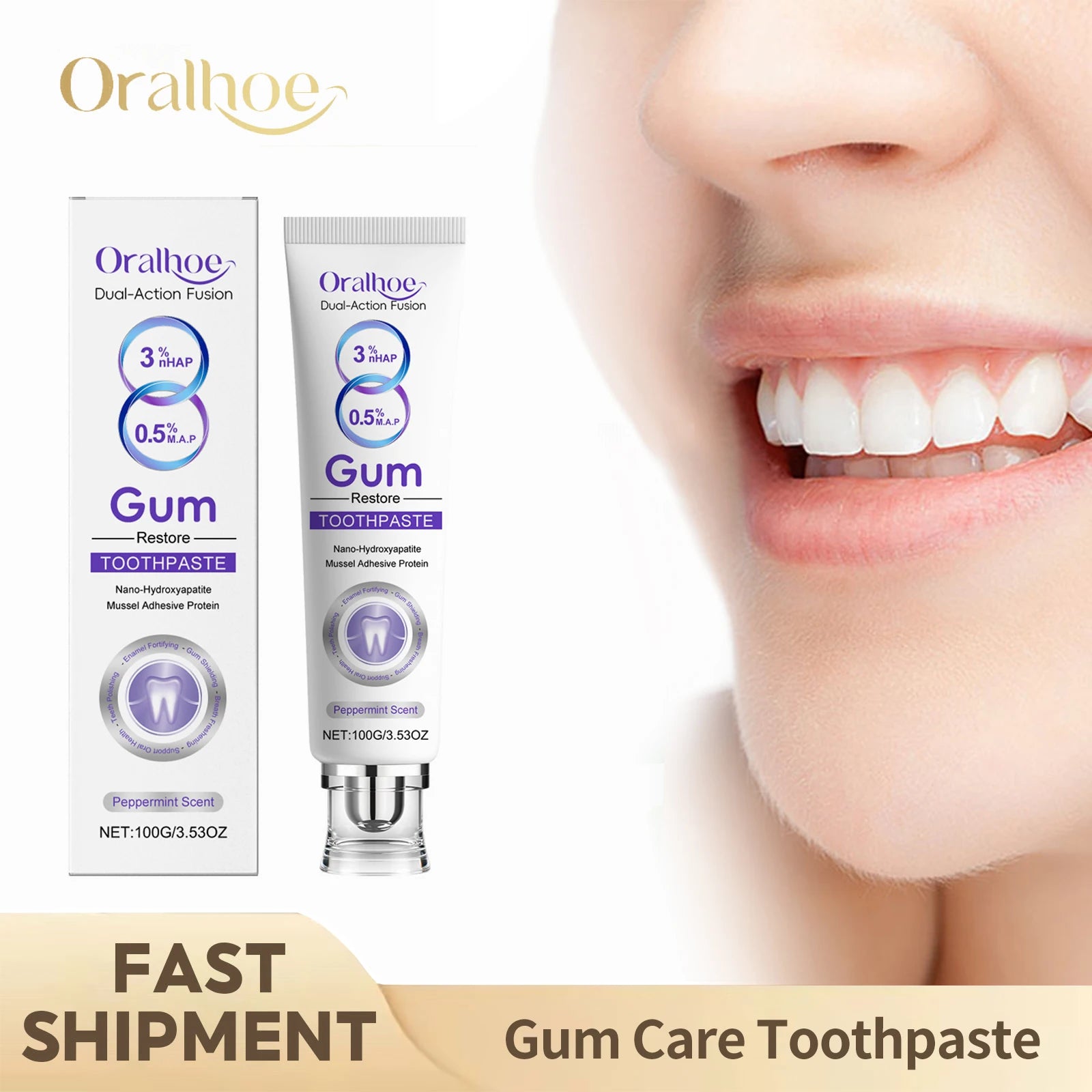 Tidesmit gum repair toothpaste for teeth whitening, dental stain removal, and sensitive tooth allergy relief