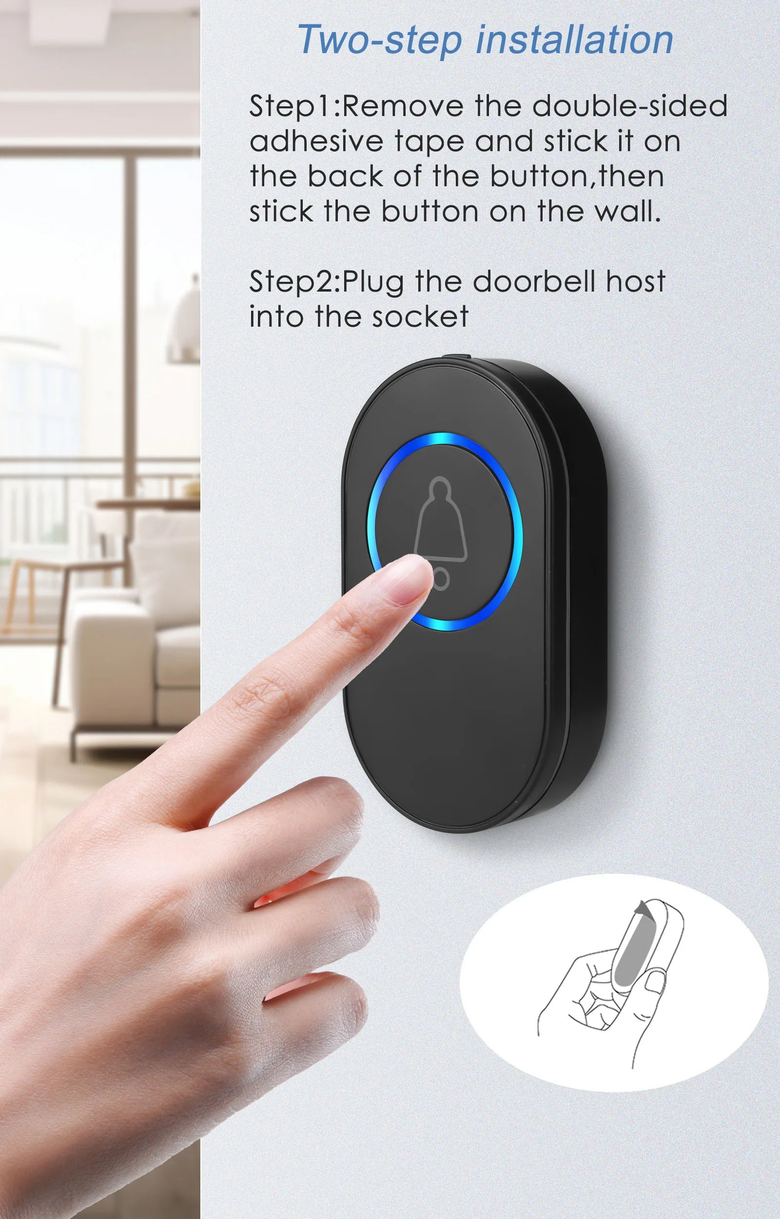 Wireless Doorbell 39 Music LED Flash Security Alarm Outdoor IP65 Waterproof Smart Home Intelligent Door Bell Chime Kit
