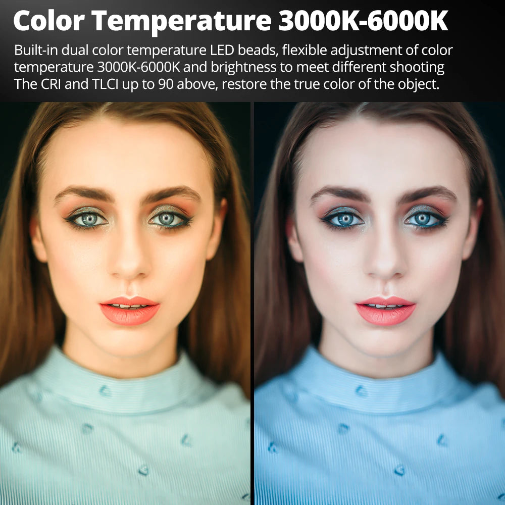 LED Ring Light with Adjustable Color Temperature for Video and Makeup Tidesmit