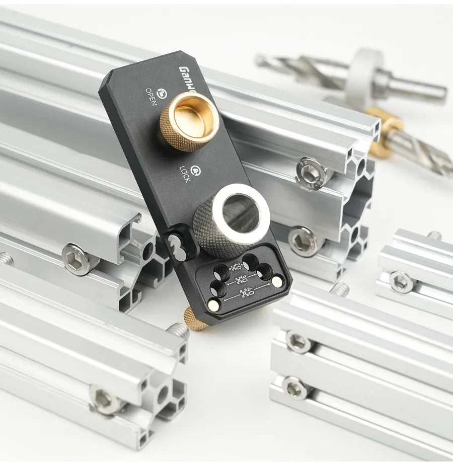 Aluminum Profile Positioning Punching Locator 20/30/40 Series Profile Universal Drilling Jig Set with M6 and M8 Step Drill Bits