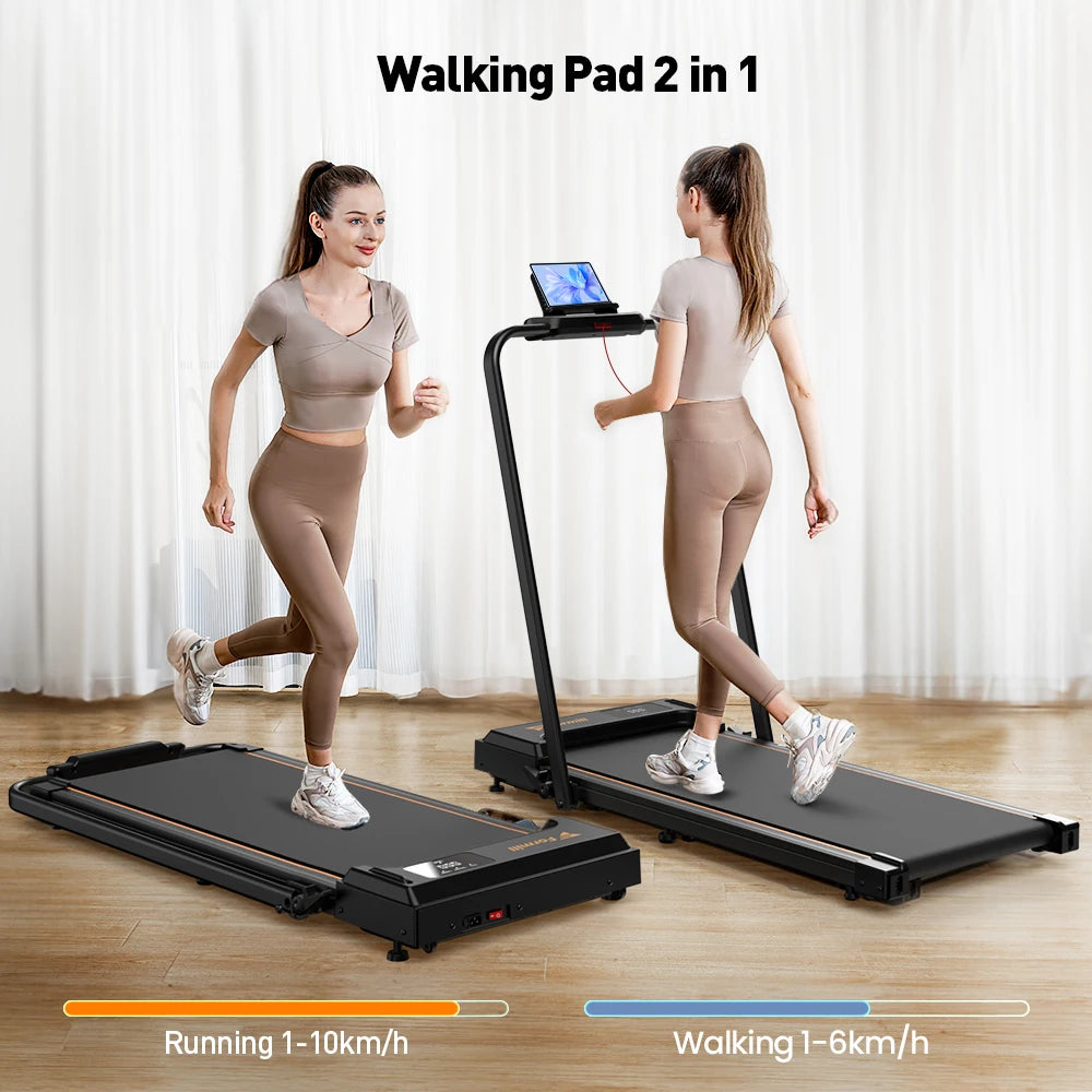 Formill FT51/FT50/FT52 Treadmill 2 In 1 Walking Running Treadmill 0.75-2.5HP Foldable Under Desk Treadmill38*95cm Running Area With Armrest LED Display Oil Drip Hole Indoor Home Gym Exercise Machine