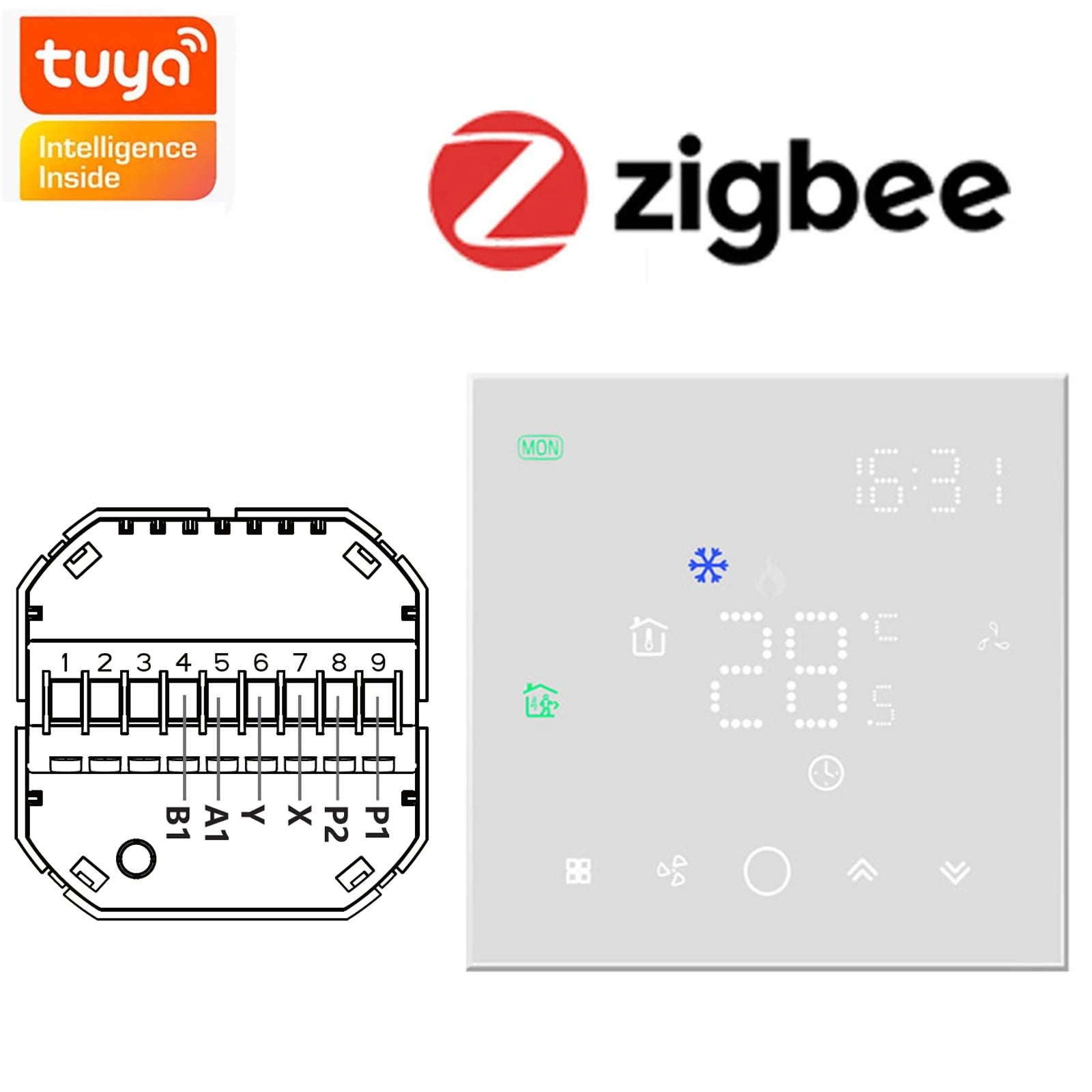 TUYA Zigbee Smart Thermostat for VRF/VAR Central Air Systems Wireless Smart Digital For Mitsubishi Electric Fujitsu Daikin